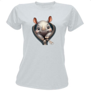 Camiseta Baby Look Rinoceronte no ziper