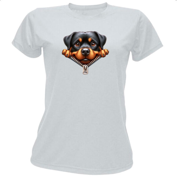 Camiseta Baby Look Rottweiler no Ziper