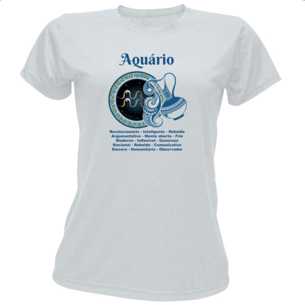 Camiseta Baby Look Signo de Aquario adjetivos