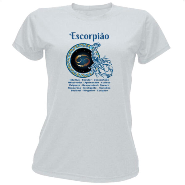 Camiseta Baby Look Signo de Escorpiao adjetivos