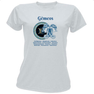 Camiseta Baby Look Signo de Gemeos adjetivos