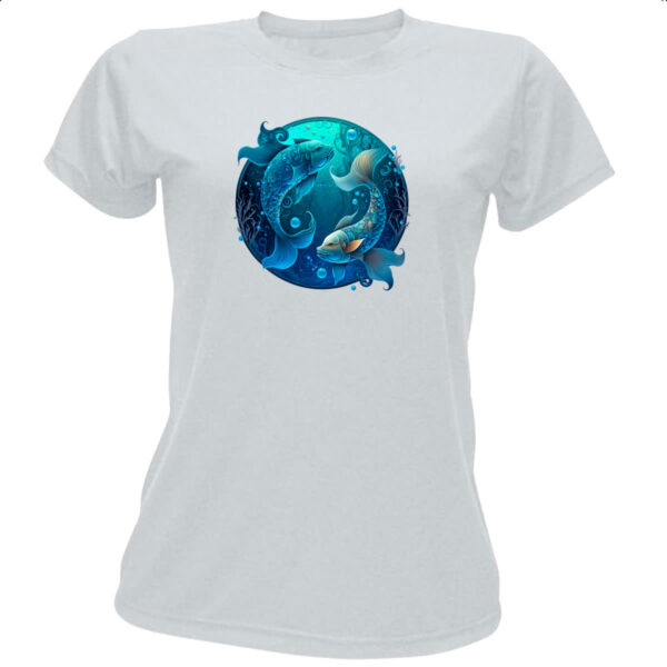 Camiseta Baby Look Signo de peixes logo de luxo