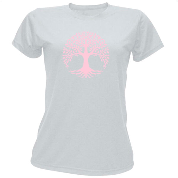 Camiseta Baby Look Arvore da vida rosa