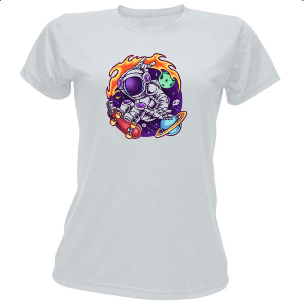 Camiseta Baby Look Astronauta Skatista