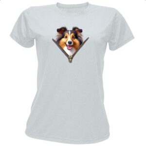 Camiseta Baby Look Shetland Sheepdog no Ziper