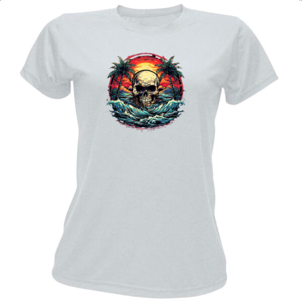 Camiseta Baby Look Skull Sea Arte Sunset