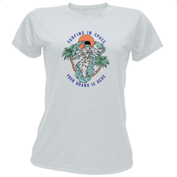Camiseta Baby Look Astronauta Surfing in Space