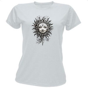 Camiseta Baby Look Sol blackwork tatoo style
