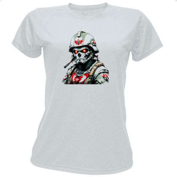 Camiseta Baby Look Soldado Skull Punk Cyber