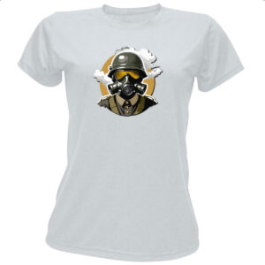Camiseta Baby Look Soldado alemao mascara de gas