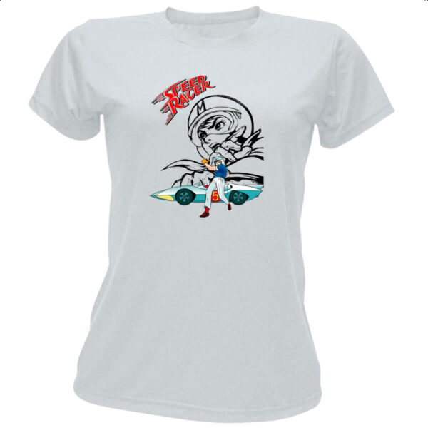Camiseta Baby Look Speed Racer logo e grafite
