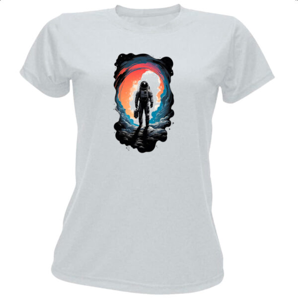 Camiseta Baby Look Astronauta de marmore