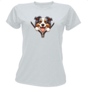 Camiseta Baby Look Australian shepherd no Ziper