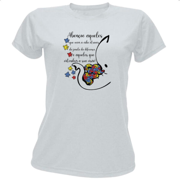 Camiseta Baby Look Autismo Abencoe janela da diferenca