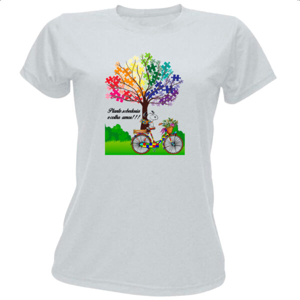 Camiseta Baby Look Autismo Plante sabedoria e colha amor