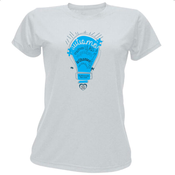 Camiseta Baby Look Autismo luzes azuis