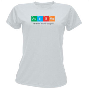 Camiseta Baby Look Autismo tabela periodica