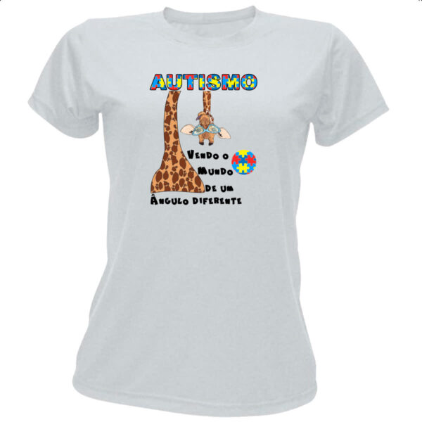 Camiseta Baby Look Autismo vendo o mundo de um angulo diferente