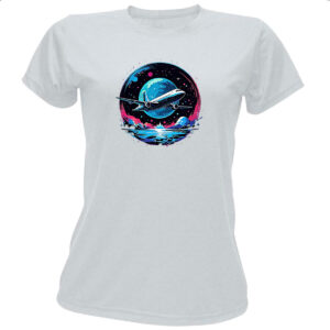 Camiseta Baby Look Aviao viagem night art