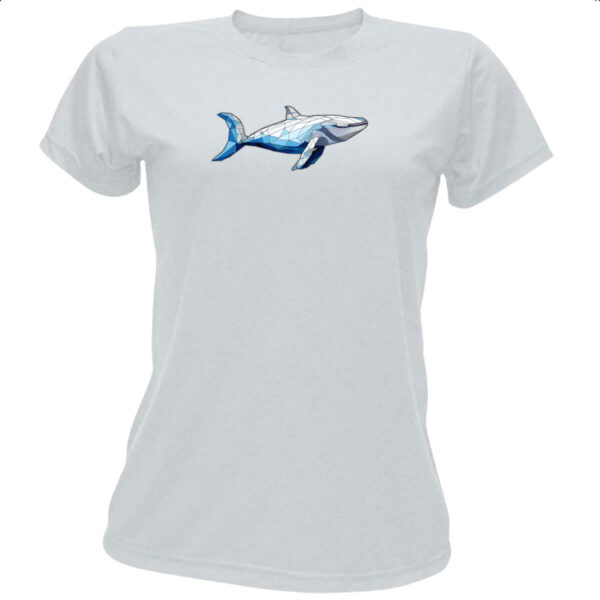 Camiseta Baby Look Baleia Azul Geometrica