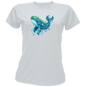 Camiseta Baby Look Baleia estilo tribal watercolor