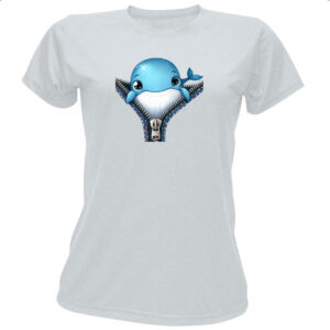 Camiseta Baby Look Baleia no ziper
