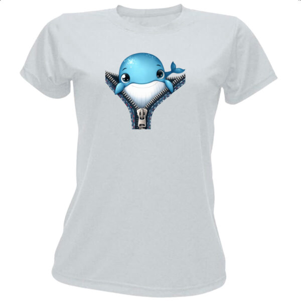 Camiseta Baby Look Baleia no ziper