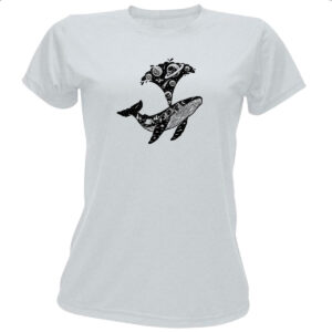 Camiseta Baby Look Baleia universo estrelas