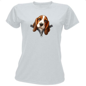 Camiseta Baby Look Basset Hound no Ziper