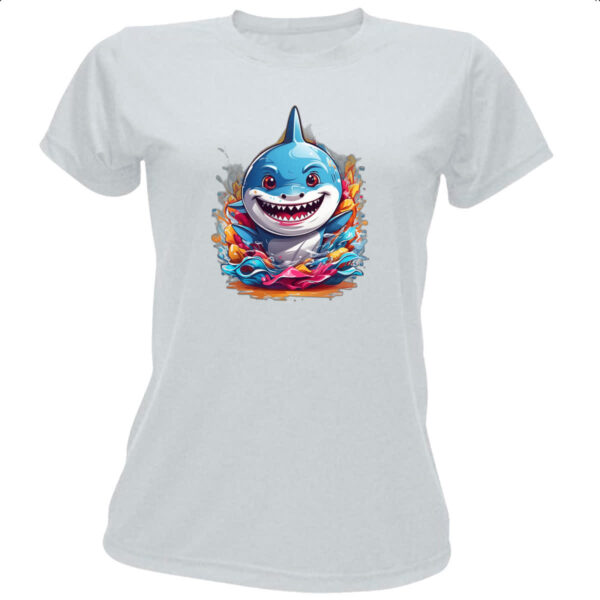 Camiseta Baby Look Bebe Tubarao Splash