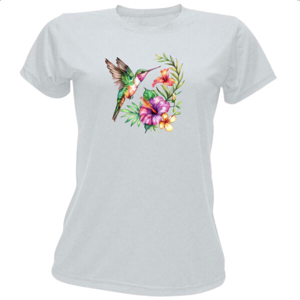 Camiseta Baby Look Beija flor na flor
