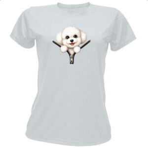 Camiseta Baby Look Bichon Frise no Ziper