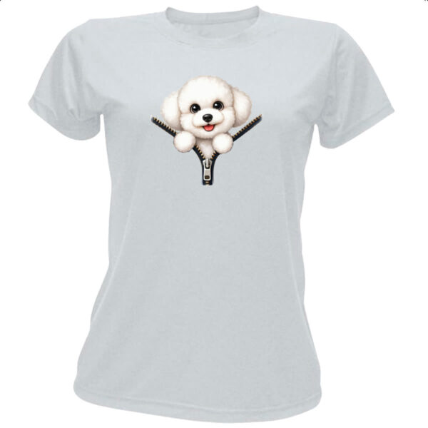 Camiseta Baby Look Bichon Frise no Ziper