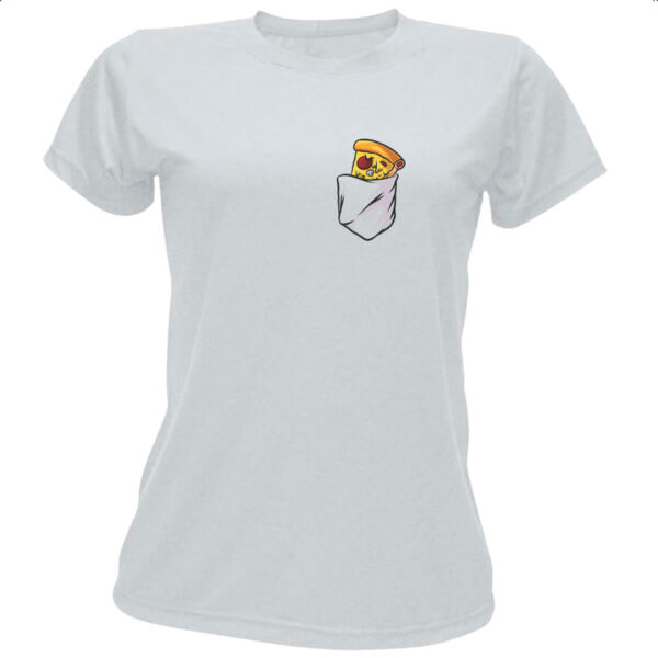 Camiseta Baby Look Bolso com pizza