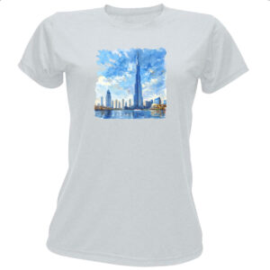 Camiseta Baby Look Burj Khalifa watercolor