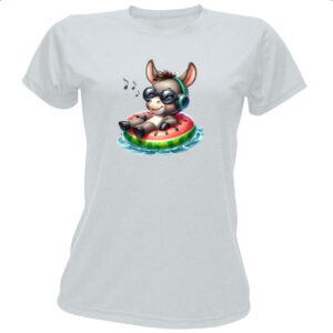 Camiseta Baby Look Burro na boia