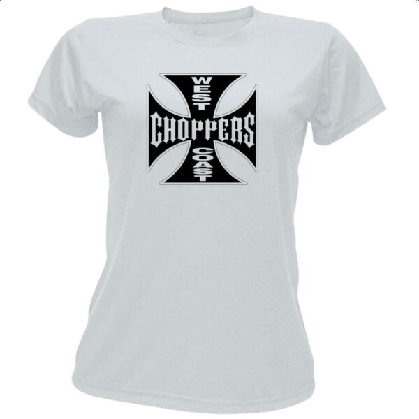 Camiseta Baby Look West coast chopper cruz negra