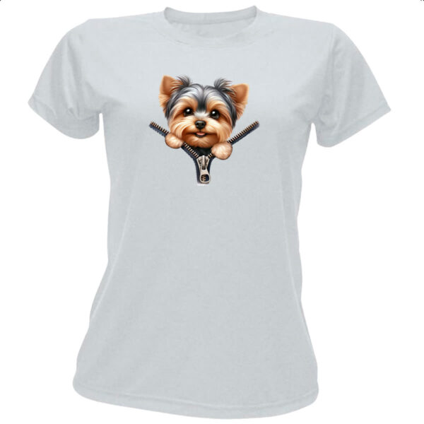 Camiseta Baby Look Yorkshire Terrier no Ziper