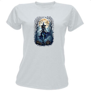 Camiseta Baby Look Halloween Bruxa Noite Lua Cheia