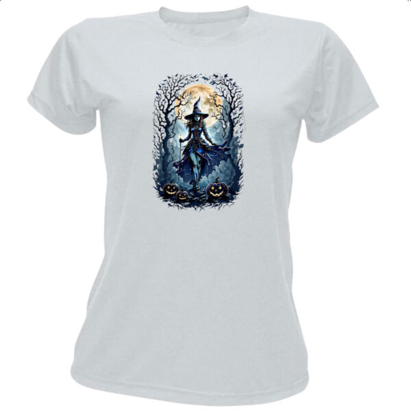 Camiseta Baby Look Halloween Bruxa Noite Lua Cheia