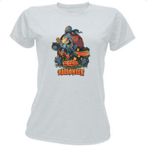Camiseta Baby Look Halloween Bruxa voando vassoura