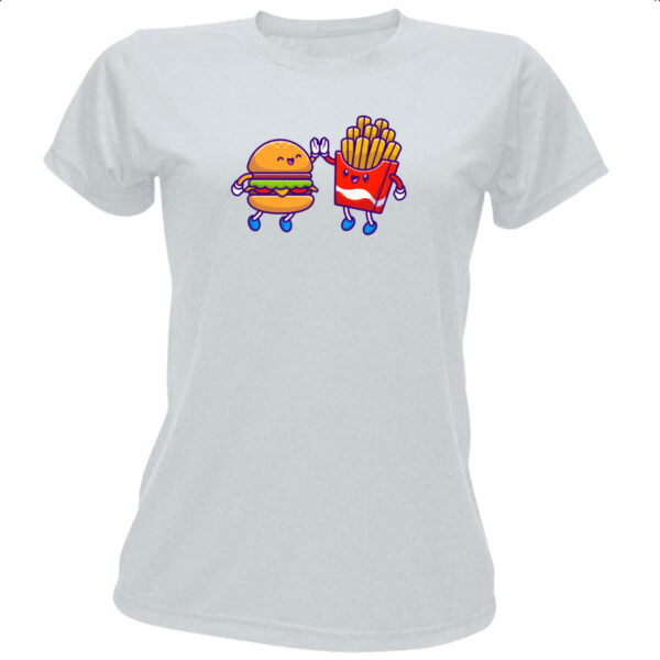 Camiseta Baby Look Hamburguer e fritas melhores amigos