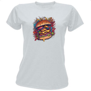 Camiseta Baby Look Hamburguer exagerado splash