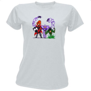 Camiseta Baby Look Hanna Barbera Os Impossiveis pintura a guache