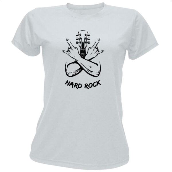 Camiseta Baby Look Hard Rock Guitarra Maos