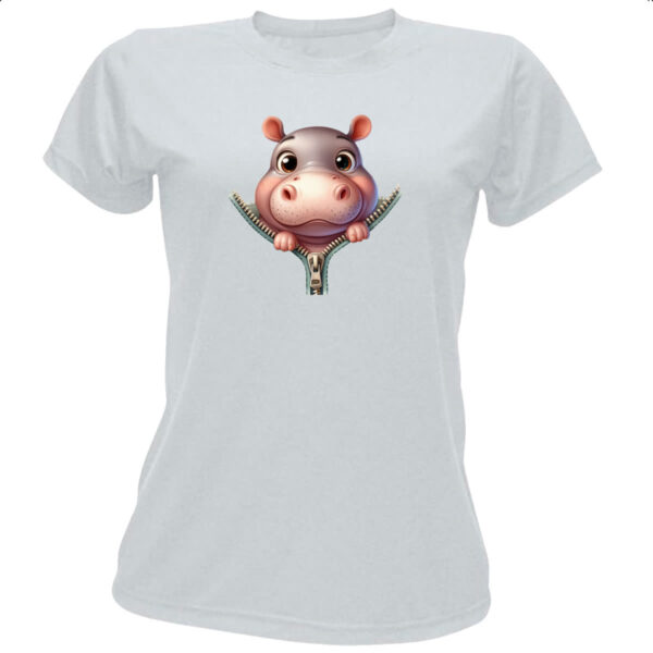 Camiseta Baby Look Hipopotamo no ziper