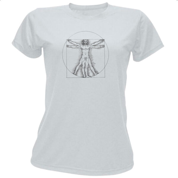 Camiseta Baby Look Homem Vitruviano da Vinci