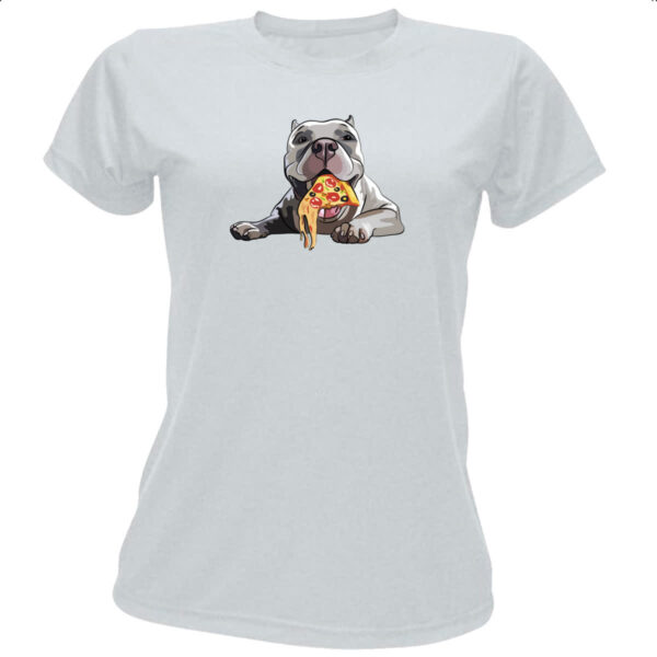 Camiseta Baby Look Cachorro comendo pizza