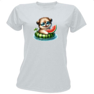 Camiseta Baby Look Cachorro na boia