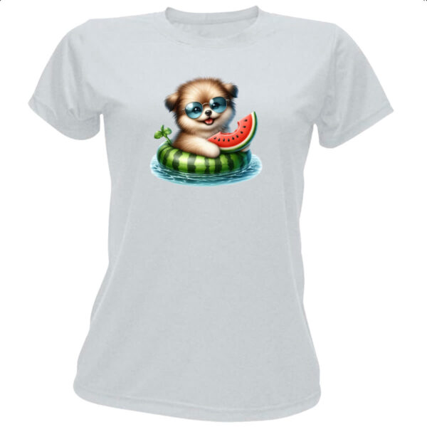 Camiseta Baby Look Cachorro na boia